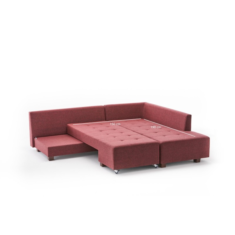 Atelier del Sofa Corner Sofa-Bed Manama Corner Sofa Bed Right - Claret Red Claret Red