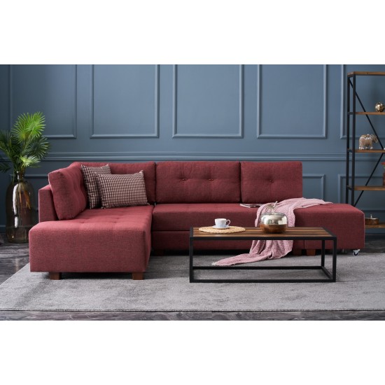 Corner Sofa-Bed Manama Corner Sofa Bed Left - Claret Red Claret Red Atelier del Sofa Corner Sofa-Bed Manama Corner Sofa Bed Left - Claret Red Claret Red