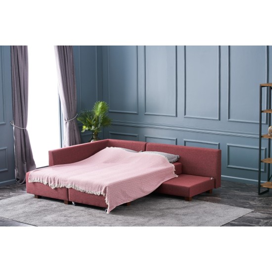 Corner Sofa-Bed Manama Corner Sofa Bed Left - Claret Red Claret Red Atelier del Sofa Corner Sofa-Bed Manama Corner Sofa Bed Left - Claret Red Claret Red