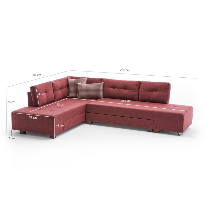 Atelier del Sofa Corner Sofa-Bed Manama Corner Sofa Bed Left - Claret Red Claret Red