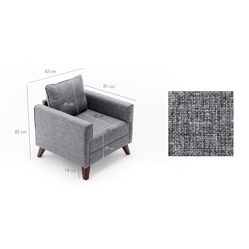 Atelier del Sofa 1-Seat Sofa Bella Armchair - Gey Grey