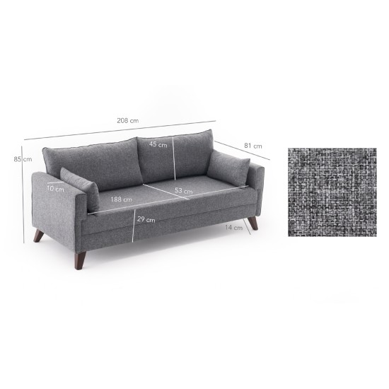3-Seat Sofa Bella Sofa For 3 Pr - Grey Grey Atelier del Sofa 3-Seat Sofa Bella Sofa For 3 Pr - Grey Grey