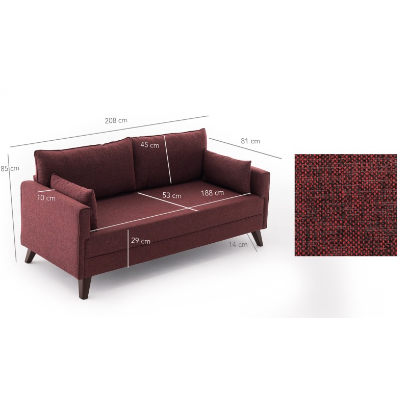 Atelier del Sofa 3-Seat Sofa Bella Sofa For 3 Pr - Claret Red Claret Red