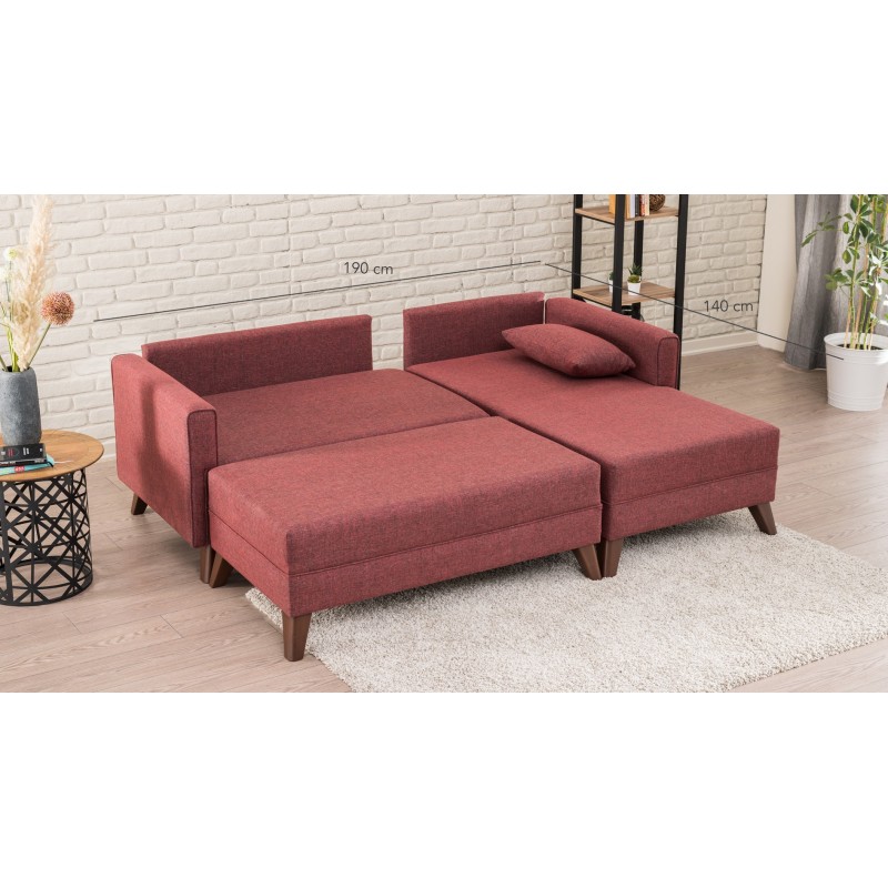Atelier del Sofa Corner Sofa-Bed Bella Corner Sofa Right 2 - Claret Red Claret Red