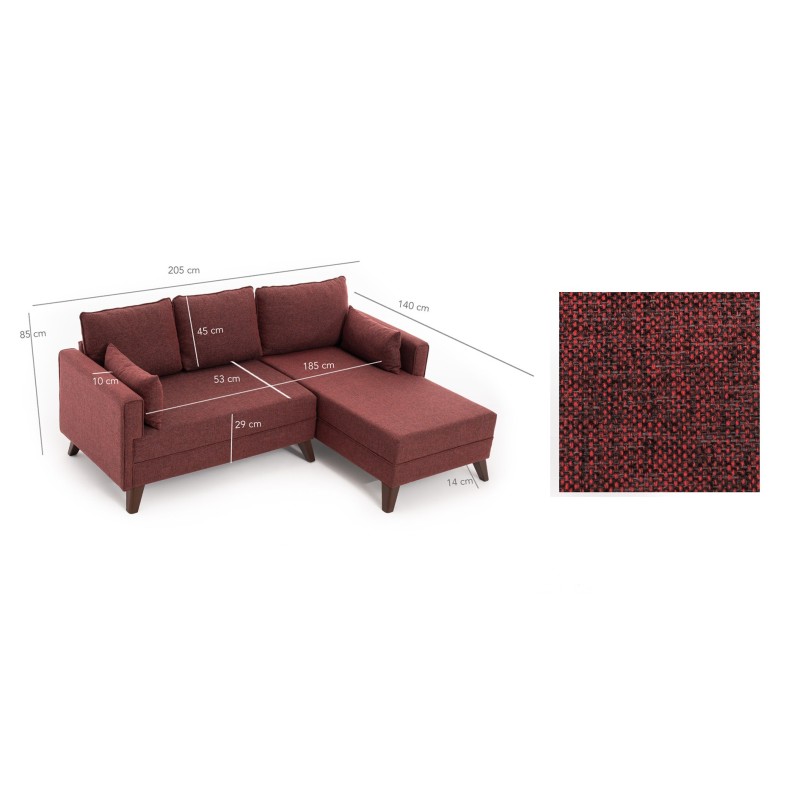 Atelier del Sofa Corner Sofa-Bed Bella Corner Sofa Right 2 - Claret Red Claret Red