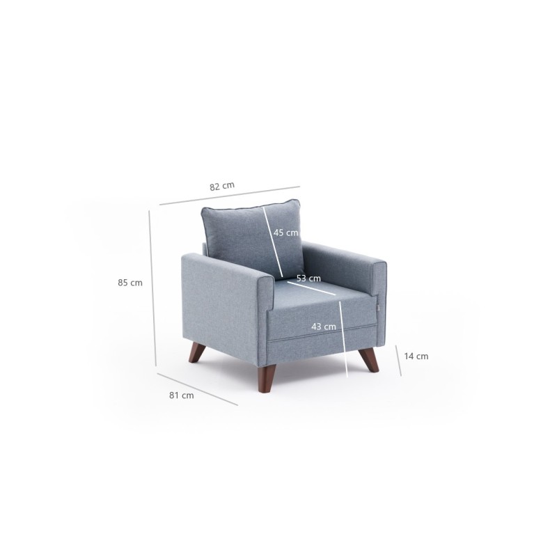 Atelier del Sofa 1-Seat Sofa Bella Soft Tekli Koltuk - Blue Blue