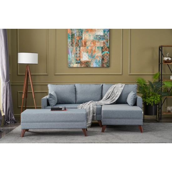 Corner Sofa-Bed Bella Soft Mini Köşe Right - Blue Blue Atelier del Sofa Corner Sofa-Bed Bella Soft Mini Köşe Right - Blue Blue