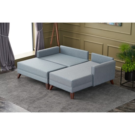 Corner Sofa-Bed Bella Soft Mini Köşe Right - Blue Blue Atelier del Sofa Corner Sofa-Bed Bella Soft Mini Köşe Right - Blue Blue