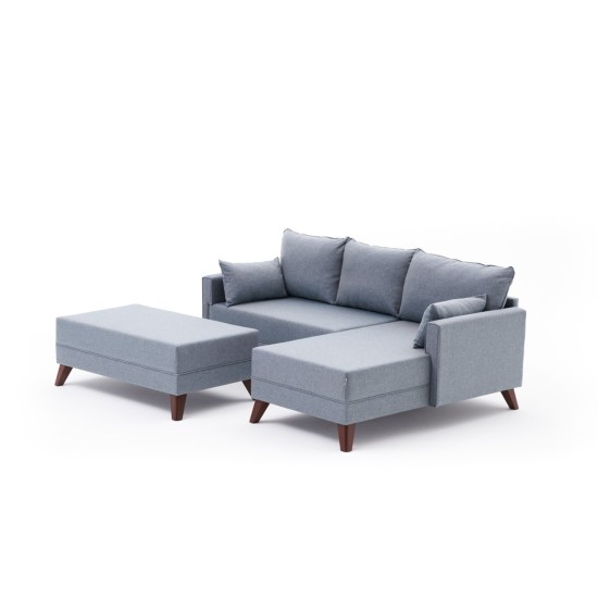 Corner Sofa-Bed Bella Soft Mini Köşe Right - Blue Blue Atelier del Sofa Corner Sofa-Bed Bella Soft Mini Köşe Right - Blue Blue