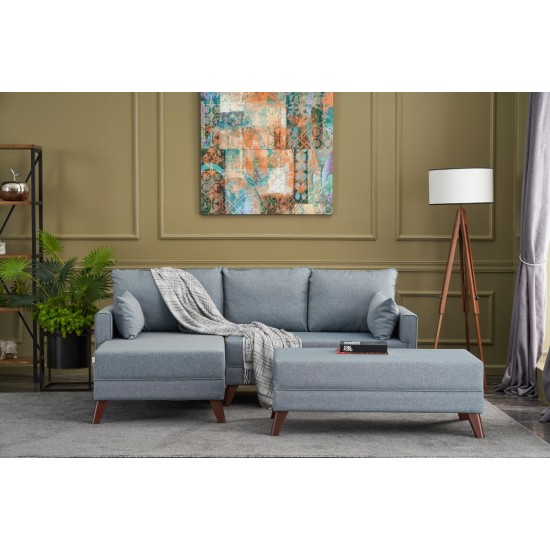 Corner Sofa-Bed Bella Soft Mini Köşe Left - Blue Blue Atelier del Sofa Corner Sofa-Bed Bella Soft Mini Köşe Left - Blue Blue