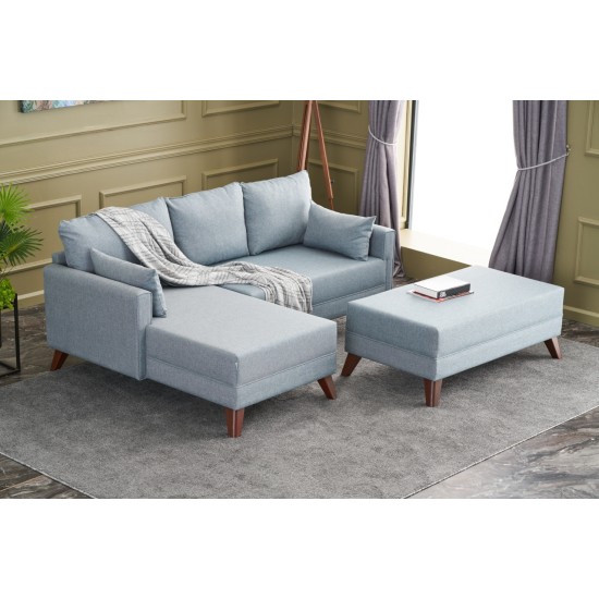 Corner Sofa-Bed Bella Soft Mini Köşe Left - Blue Blue Atelier del Sofa Corner Sofa-Bed Bella Soft Mini Köşe Left - Blue Blue