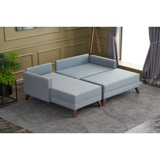 Corner Sofa-Bed Bella Soft Mini Köşe Left - Blue Blue Atelier del Sofa Corner Sofa-Bed Bella Soft Mini Köşe Left - Blue Blue