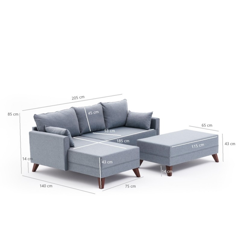 Atelier del Sofa Corner Sofa-Bed Bella Soft Mini Köşe Left - Blue Blue