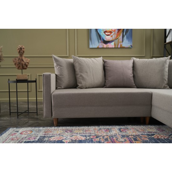Corner Sofa-Bed Aydam Right - Cream Cream Atelier del Sofa Corner Sofa-Bed Aydam Right - Cream Cream