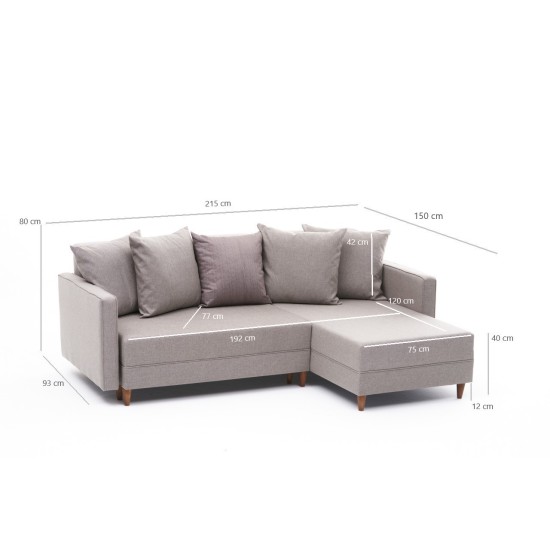 Corner Sofa-Bed Aydam Right - Cream Cream Atelier del Sofa Corner Sofa-Bed Aydam Right - Cream Cream