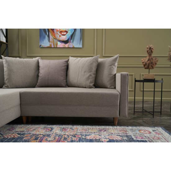 Corner Sofa-Bed Aydam Left - Cream Cream Atelier del Sofa Corner Sofa-Bed Aydam Left - Cream Cream
