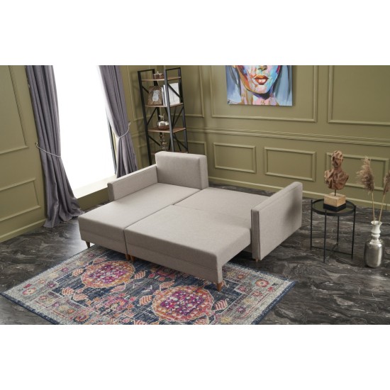 Corner Sofa-Bed Aydam Left - Cream Cream Atelier del Sofa Corner Sofa-Bed Aydam Left - Cream Cream