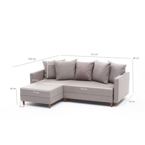 Corner Sofa-Bed Aydam Left - Cream Cream Atelier del Sofa Corner Sofa-Bed Aydam Left - Cream Cream