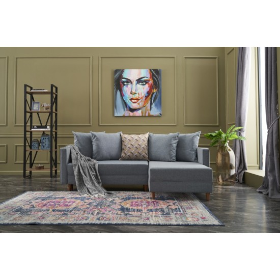 Corner Sofa-Bed Aydam Right - Blue Blue Corner Sofa-Bed Aydam Right - Blue Blue