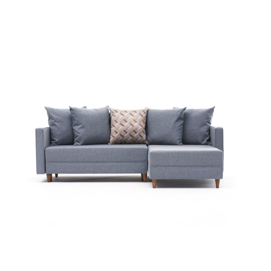 Corner Sofa-Bed Aydam Right - Blue Blue Corner Sofa-Bed Aydam Right - Blue Blue