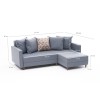 Corner Sofa-Bed Aydam Right - Blue Blue