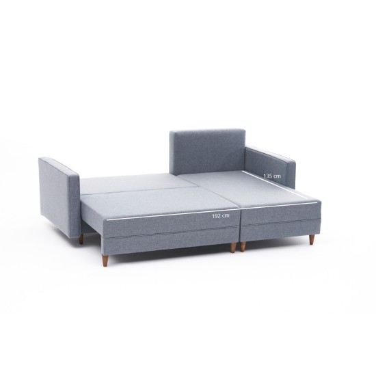 Corner Sofa-Bed Aydam Right - Blue Blue Corner Sofa-Bed Aydam Right - Blue Blue