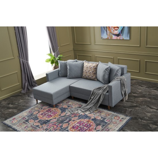 Corner Sofa-Bed Aydam Left - Blue Blue Atelier del Sofa Corner Sofa-Bed Aydam Left - Blue Blue