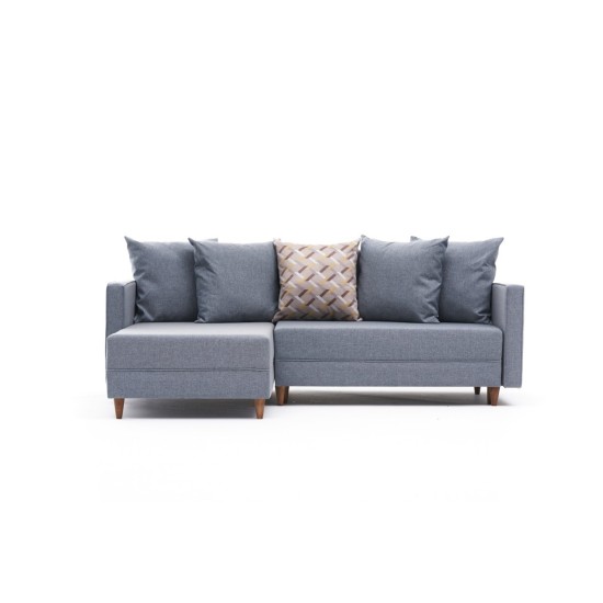 Corner Sofa-Bed Aydam Left - Blue Blue Atelier del Sofa Corner Sofa-Bed Aydam Left - Blue Blue