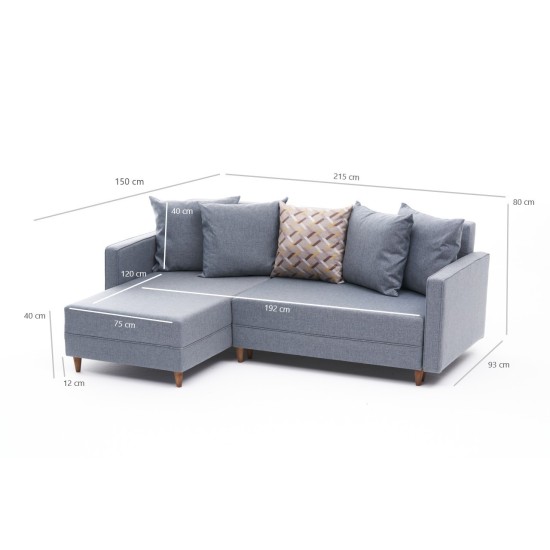 Corner Sofa-Bed Aydam Left - Blue Blue Atelier del Sofa Corner Sofa-Bed Aydam Left - Blue Blue