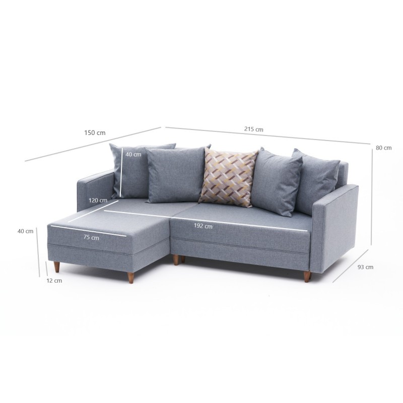 Atelier del Sofa Corner Sofa-Bed Aydam Left - Blue Blue