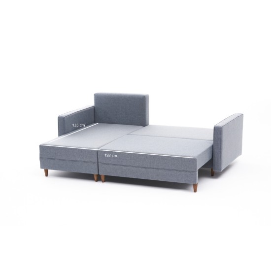 Corner Sofa-Bed Aydam Left - Blue Blue Atelier del Sofa Corner Sofa-Bed Aydam Left - Blue Blue