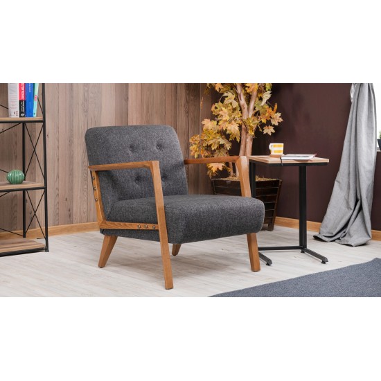 Wing Chair Kemer - Dark Grey Dark Grey Atelier del Sofa Wing Chair Kemer - Dark Grey Dark Grey