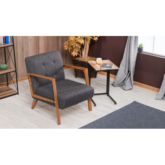 Wing Chair Kemer - Dark Grey Dark Grey Atelier del Sofa Wing Chair Kemer - Dark Grey Dark Grey
