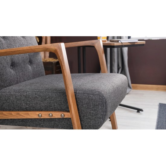 Wing Chair Kemer - Dark Grey Dark Grey Atelier del Sofa Wing Chair Kemer - Dark Grey Dark Grey