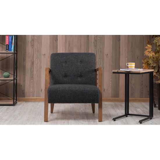 Wing Chair Kemer - Dark Grey Dark Grey Atelier del Sofa Wing Chair Kemer - Dark Grey Dark Grey