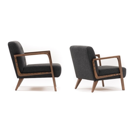 Wing Chair Kemer - Dark Grey Dark Grey Atelier del Sofa Wing Chair Kemer - Dark Grey Dark Grey