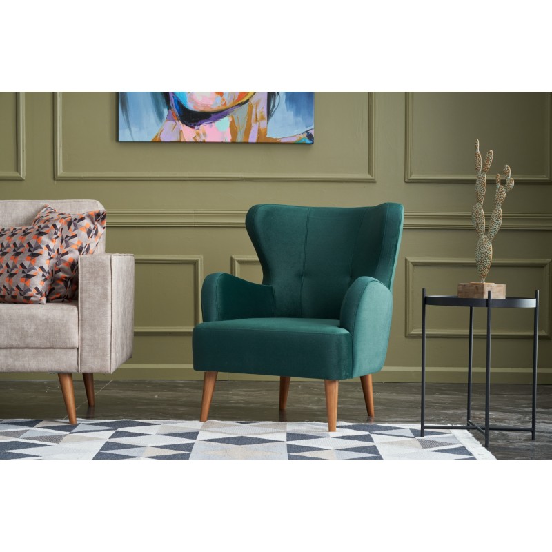 Atelier del Sofa Wing Chair Karina - Petrol Green Petrol Green