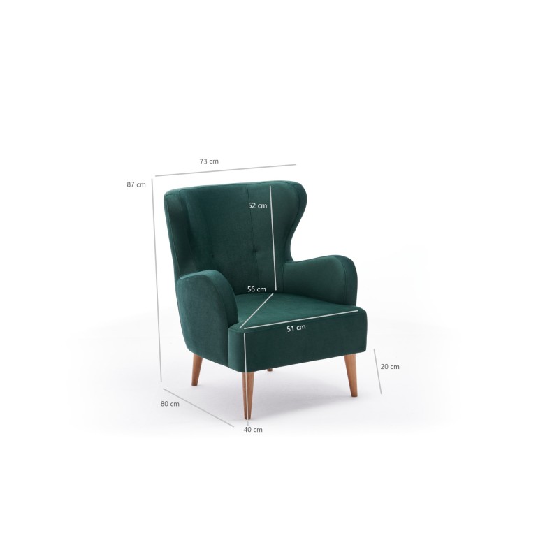 Atelier del Sofa Wing Chair Karina - Petrol Green Petrol Green