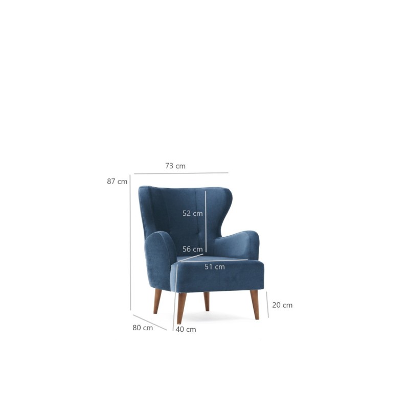 Wing Chair Karina - Blue Blue