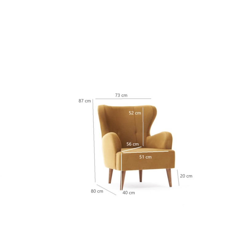 Atelier del Sofa Wing Chair Karina - Gold Gold