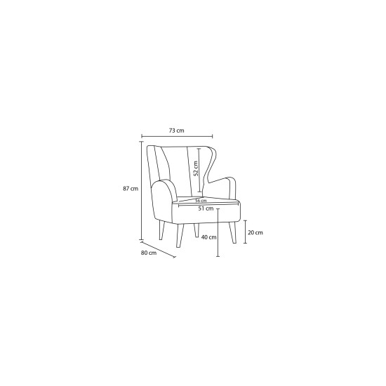 Atelier del Sofa Wing Chair Karina Prestij - Cream Cream