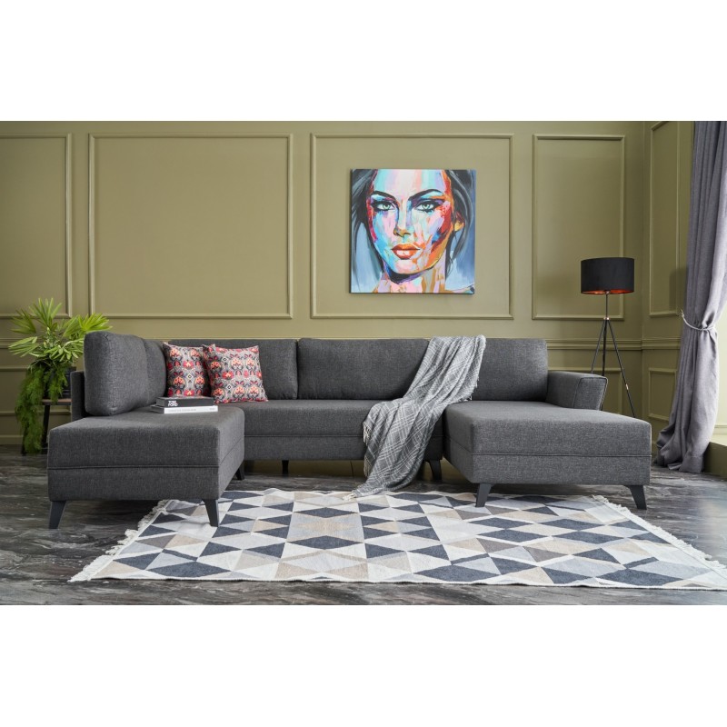Atelier del Sofa Corner Sofa-Bed Eris - Anthracite Anthracite