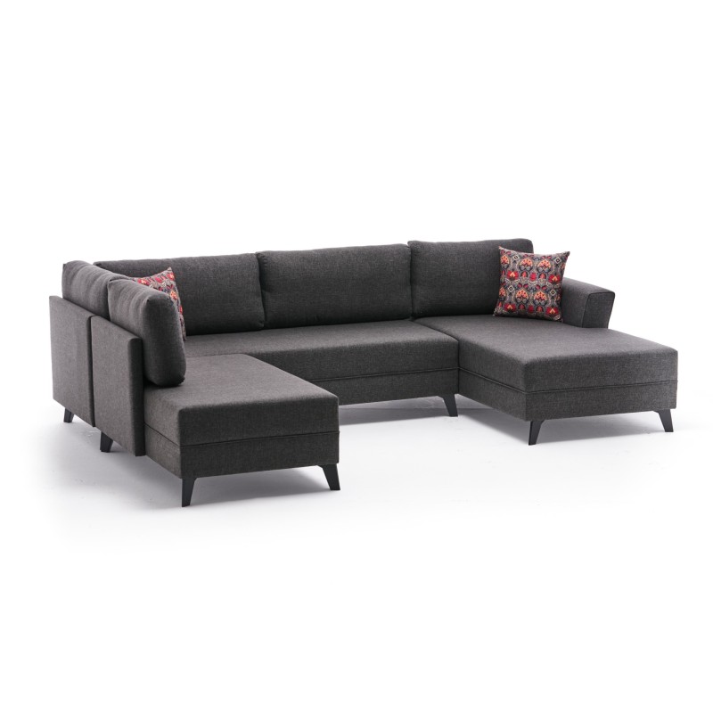 Atelier del Sofa Corner Sofa-Bed Eris - Anthracite Anthracite