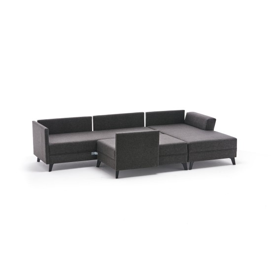 Corner Sofa-Bed Eris - Anthracite Anthracite Atelier del Sofa Corner Sofa-Bed Eris - Anthracite Anthracite