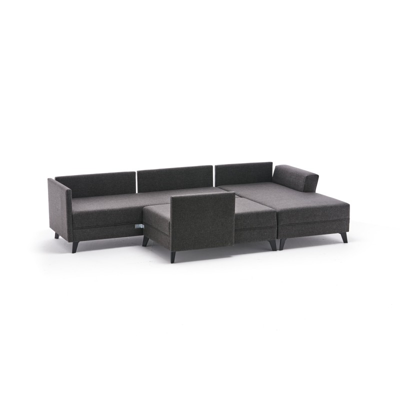 Atelier del Sofa Corner Sofa-Bed Eris - Anthracite Anthracite