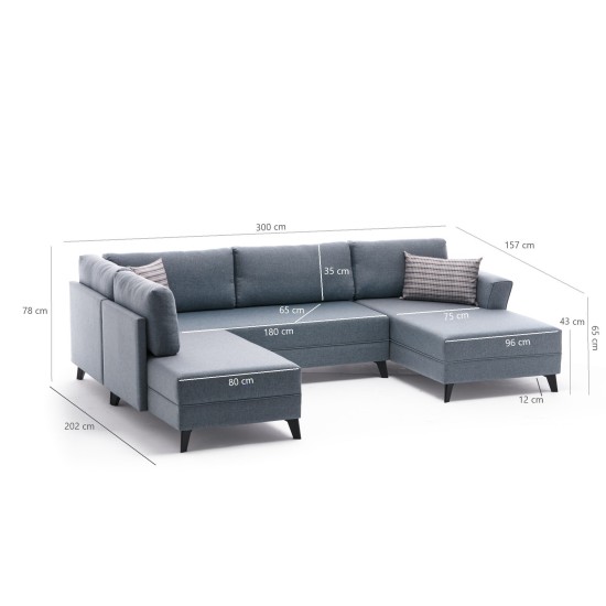 Corner Sofa-Bed Eris - Anthracite Anthracite Atelier del Sofa Corner Sofa-Bed Eris - Anthracite Anthracite