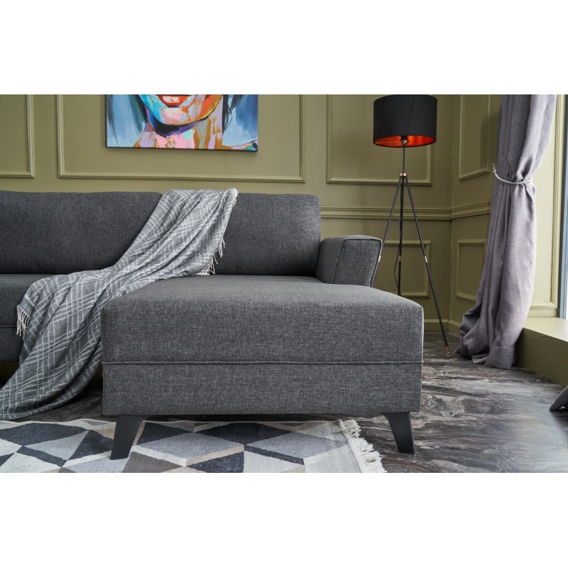 Atelier del Sofa Corner Sofa-Bed Eris - Anthracite Anthracite