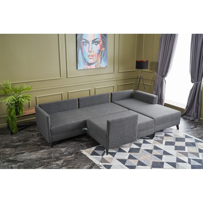Atelier del Sofa Corner Sofa-Bed Eris - Anthracite Anthracite