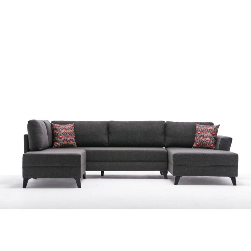 Atelier del Sofa Corner Sofa-Bed Eris - Anthracite Anthracite