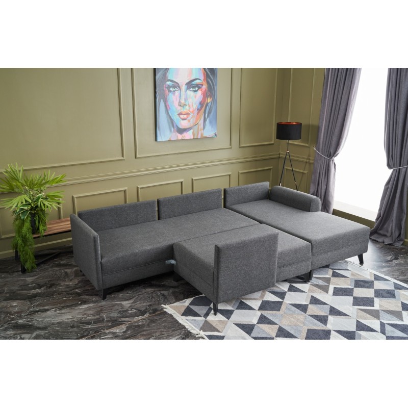 Γωνιακός Καναπές Κρεβάτι - Belen - Χρώμα Ανθρακί - 300x202x78εκ